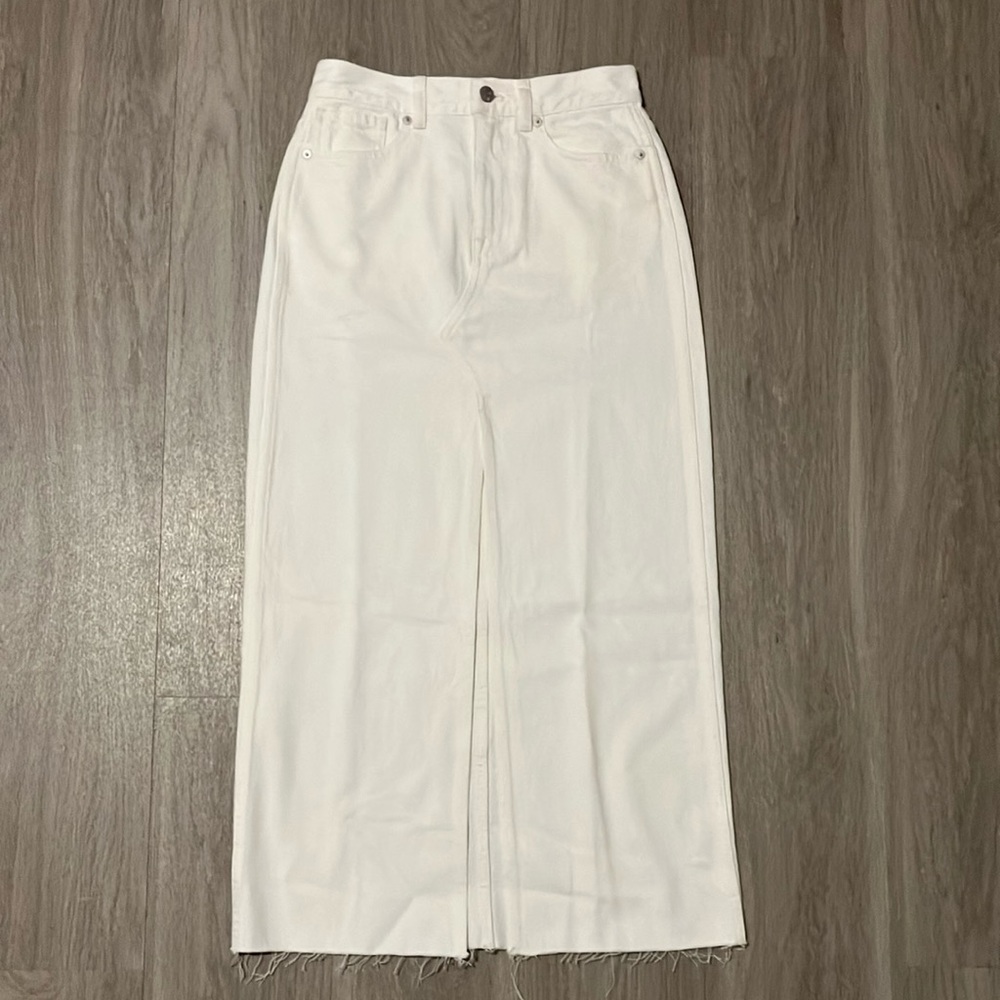 Madewell Rilee Denim Jean Midi Skirt in Tile White Size 23
